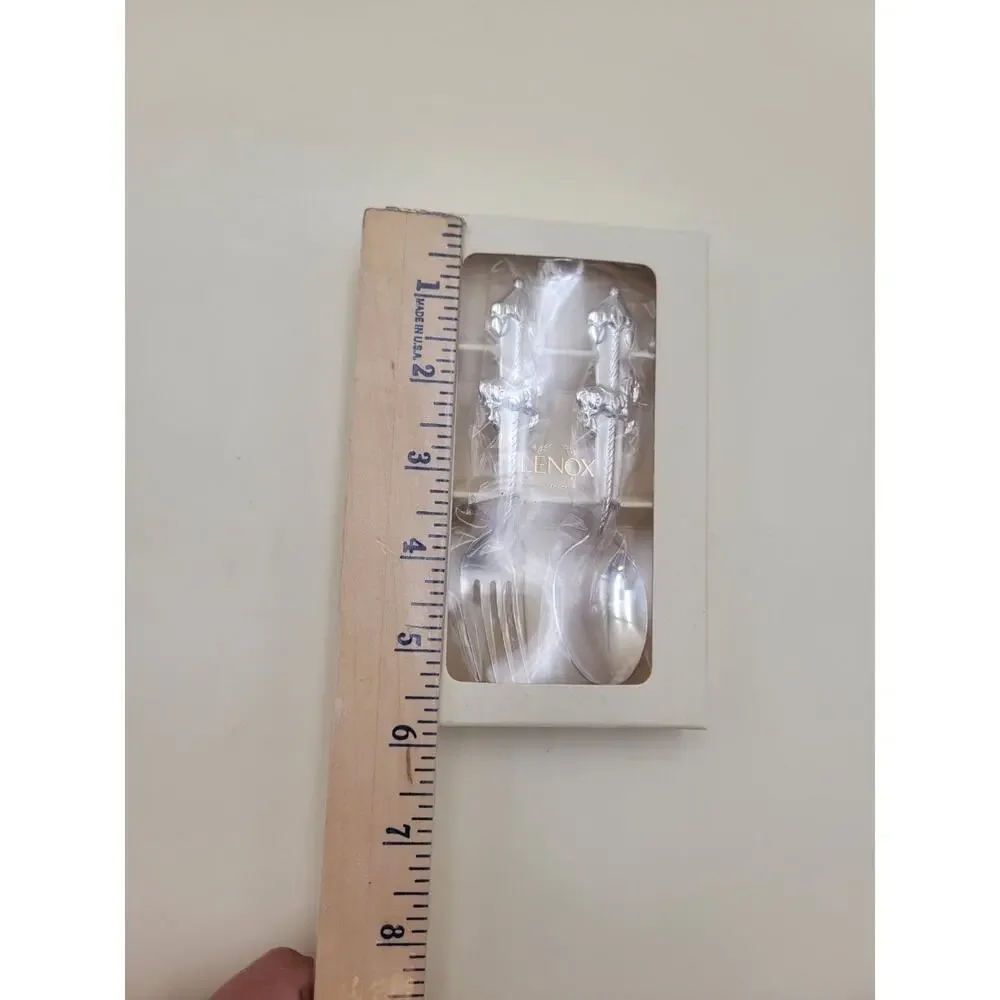 Lenox Baby Jewel Collection Child Fork and Spoon Set in Original Box - Carousel